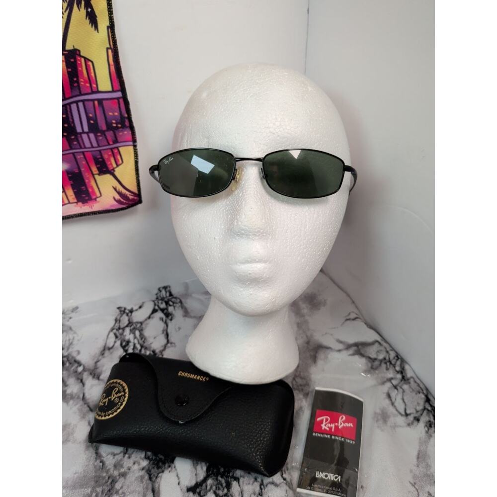 Ray-Ban RB3198 006 55-18 Black Metal Sunglasses Made In Italy w/ Case - Picture 2 of 8